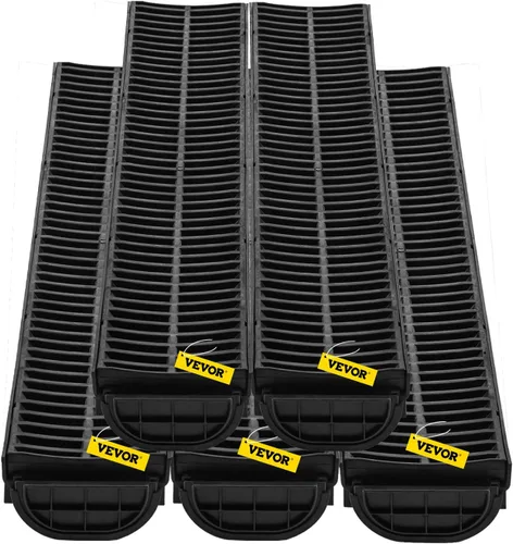 Vista 17 de VEVOR Sistema de drenaje de trinchera, paquete de 3 unidades, drenaje de canal con rejilla de plástico de 5.7 x 3.1 pulgadas, zanja de drenaje