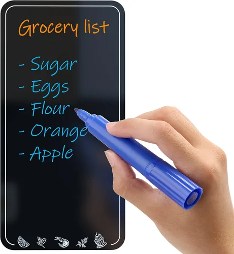 Pizarra de borrado en seco para refrigerador de 4.5 x 8.5 pulgadas, pizarra magnética para nevera, pizarra blanca, lista de compras negra, pizarra