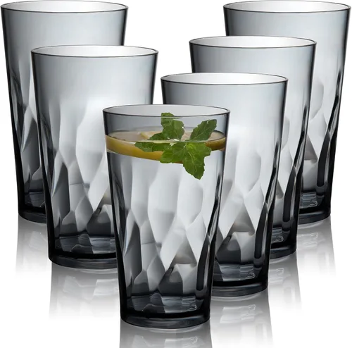 Vista 8 de JGIRL Vasos de plástico irrompibles [Juego de 6] vasos irrompibles, vasos de vidrio reutilizables, aptos para lavavajillas (16 onzas)
