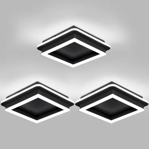 Vista 18 de CANEOE Luz de Techo LED Moderna Negra, Lámpara de Techo Cuadrada de Montaje al Ras para Pasillo, Accesorios de Luz, 6000K Blanco Frío, Lámpara