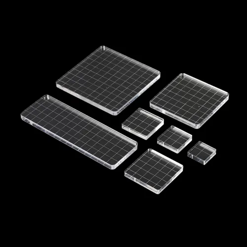 Vista 4 de PATIKIL Bloque de sello acrílico, paquete de 7 bloques de estampado transparentes con líneas de cuadrícula, bloques de montaje decorativos, juego