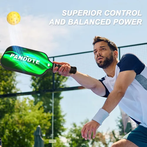 Vista 6 de Paletas de pickleball, juego de 4 paletas de pickleball de grafito, juego de pickleball con 4 bolas de pickleball, 4 agarres de repuesto y bolsa