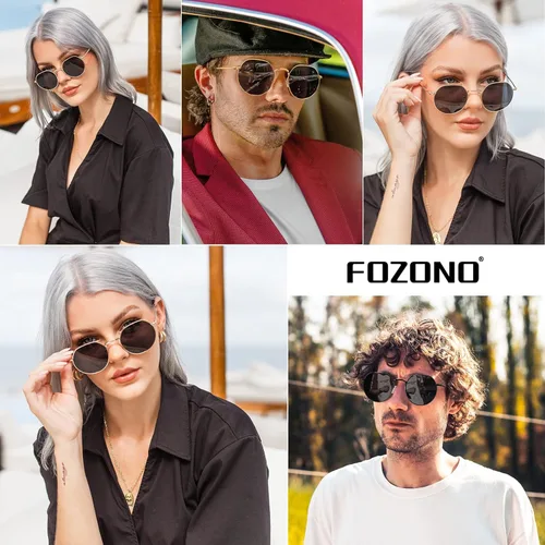 Vista 2 de Fozono Polygon Polarized Sunglasses for Women Men Round Retro Classic Sun Glasses UV400 Protective
