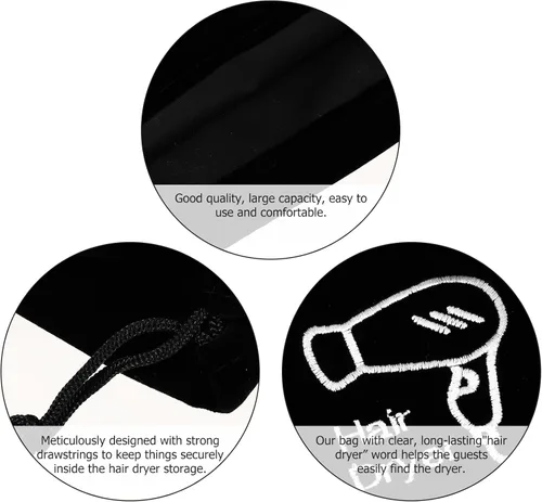 Vista 8 de FOMIYES Bolsa para secador de pelo, bolsa con cordón para secador de pelo, bolsa de almacenamiento con cordón, soporte simple para secadora de pelo