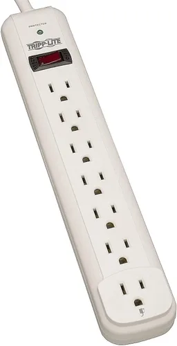 Vista 2 de Tripp Lite Protect It! Protector de sobretensión, 7 salidas de CA, cable de 25 pies, 1,080 J, gris claro