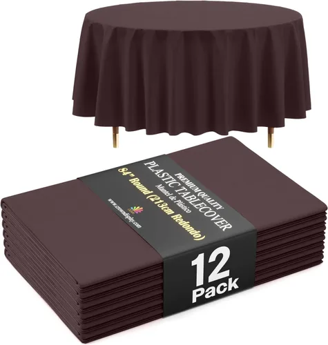 Vista 25 de Exquisite 66% Thicker Premium Aqua Round Tablecloth 0.5 Mil 6 Pack Plastic Table Cloth Disposable 84 Inch Round Plastic Tablecloth Won't Tear Easily