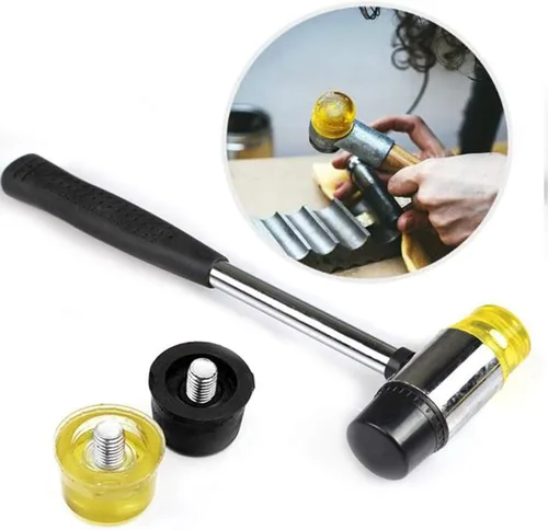 Vista 6 de Mazo de goma que no deja marcas, martillo de acero con mango de goma antideslizante para proyectos de bricolaje, manualidades, carpintería e