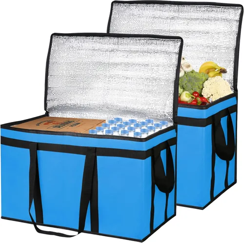 Vista 11 de Bodaon Paquete de 2 bolsas aisladas para entrega de alimentos, XXXL para compras de comestibles/catering/pizza, bolsa de entrega de viaje