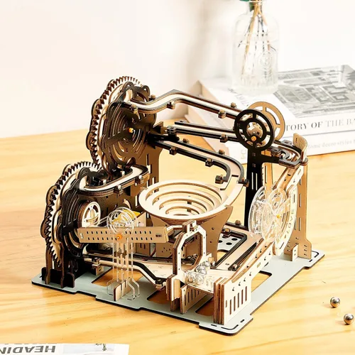 Vista 2 de Juego de rompecabezas de madera 3D con diseño de canicas, kit de modelo mecánico con motor, rompecabezas y rompecabezas para Navidad/cumpleaños