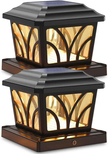 Vista 14 de SIEDiNLAR - Faroles solares para postes exteriores, de aluminio y vidrio, 2 modos, 20 lúmenes, bombillas LED Edison para postes de 4x4, 5x5, 6x6