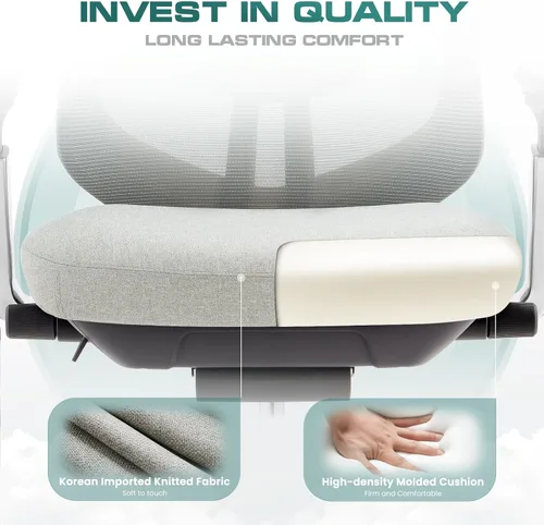 Vista 6 de COLAMY Silla de oficina ergonómica de malla, silla de escritorio ejecutiva de computadora con respaldo alto y reposacabezas ajustables y brazos 4D
