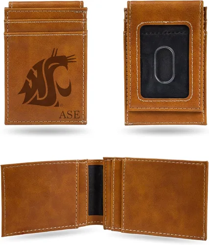 Vista 43 de Rico Industries NCAA Arizona State Sun Devils Brown - Cartera de bolsillo frontal personalizada con grabado láser - Delgada/ligera - Gran artículo
