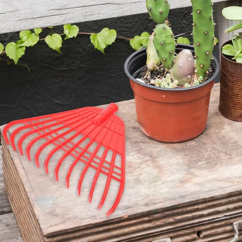 Vista 4 de SHINEOFI Plastic Garden Rake Head Replacement with Tines Red Shrub Leaf Rake for Leveling Weeding and Grain Drying Lightweight Ergonomic Outdoor