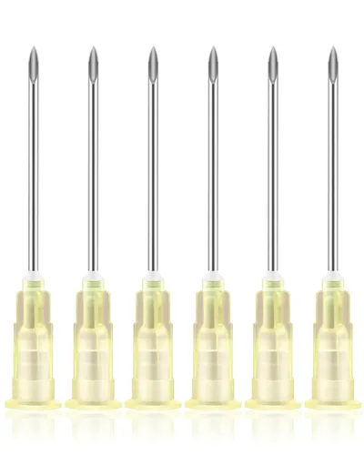 Vista 22 de 100 piezas agujas desechables 22G de 1 pulgada, Luer Lock paquete individual de accesorios de herramientas de laboratorio para rellenar líquidos