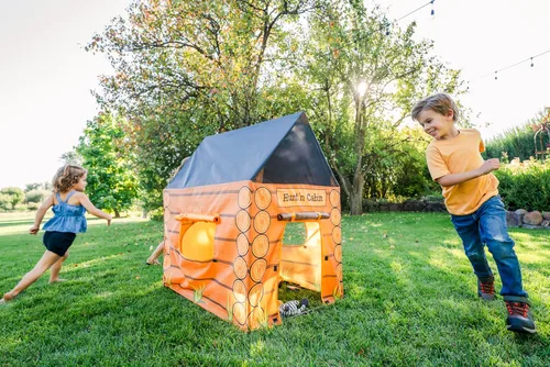 Vista 7 de Pacific Play Tents 61804 Kids Hunt'n Cabin Tent Playhouse, 39 x 27 x 43 pulgadas, marrón