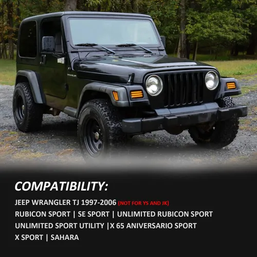Vista 5 de Bestview Luz de señal de giro delantera y luz de marcador lateral LED compatible con Jeep Wrangler TJ 1997-2006, kit de luz de señal de giro LED