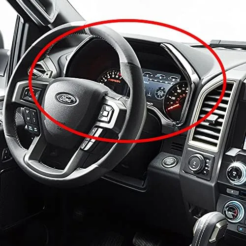 Vista 5 de Moldura cromada plateada para salpicadero compatible con Ford F150 F-150 2015 2016 2017 2018 2019 2020 2021, cubierta de tira de instrumentos