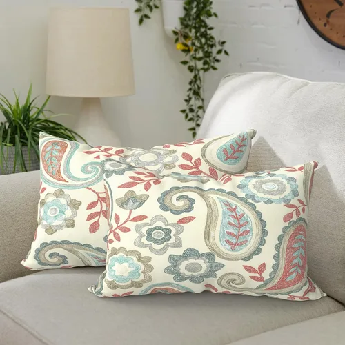 Vista 52 de DYTXIII Paquete de 2 almohadas lumbares impermeables para exteriores con rellenos, 12 x 20 pulgadas, almohada decorativa rectangular para patio