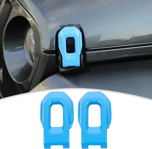 Vista 15 de CheroCar Pestillos de bloqueo del capó de Jeep, cubierta de soportes de enganche, accesorios externos, calcomanías de decoración para Jeep Wrangler