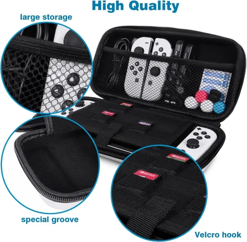 Vista 3 de TIKOdirect Carrying Case for Switch OLED Model 2021, Accessories Kit with Clear Protective Cover, Screen Protectors, Thumb Grip Caps and USB