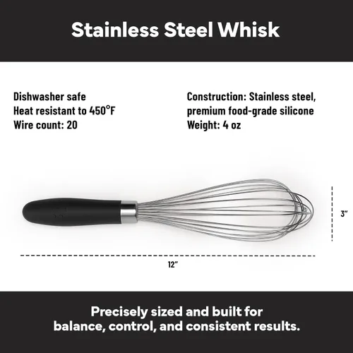Vista 7 de Misen Batidor de globo de acero inoxidable, apto para lavavajillas, agarre ergonómico de silicona, batidor de cocina versátil para huevos