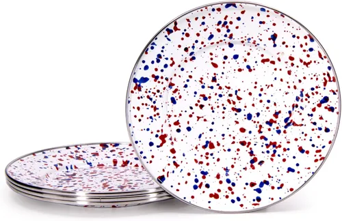 Golden Rabbit Enamelware Sandwich Plates, 8.5 inch, Americana, Set of 4