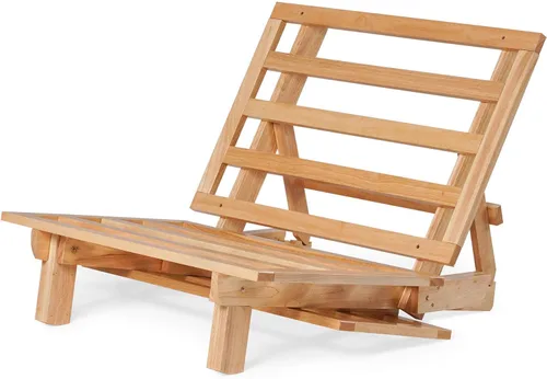 Marco triple de madera de sofá cama, futón de madera - (Ahorro de espacio, acabado natural) Ideal para espacios pequeños, casas rodantes y muebles