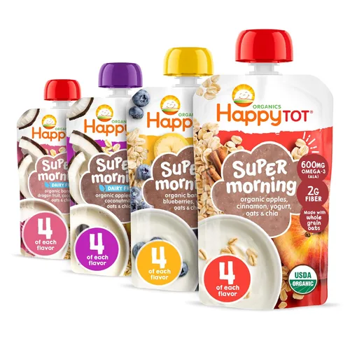 Vista 8 de Happy Tot Organics Super Morning Stage 4 - Alimento sin lácteos, con leche de coco y avena de Apple Acai + Super Chia, bolsa de 4 onzas