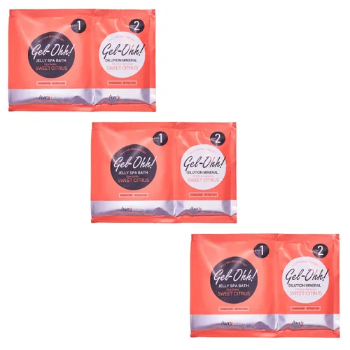 AvryBeauty Gel-Ohh Jelly Spa Bath paquete de 3, Citrus Fresh, aroma cítrico, vitamina C, pedicura de gelatina, servicios de salón, pedicura,