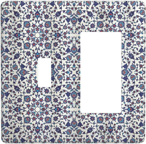 Vista 94 de Azulejos Negros Texturas Modernas Retro Marruecos 1 Gang Cubierta de Interruptor de Luz Sin Dispositivo Placa de Pared en Blanco Decorativa Placa