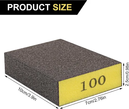 Vista 2 de Romeda Paquete de 8 bloques de papel de lija, esponja de lijado hecha a mano lavable y reutilizable de 100 granos, bloques de papel de lija
