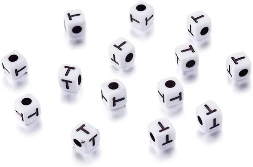Vista 23 de 240 cuentas de acrílico opaco con forma de cubo de letras A, de plástico blanco, cuentas cuadradas sueltas del alfabeto de 0.157-0.197 in