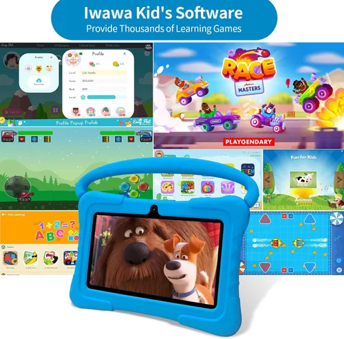 Vista 4 de Tableta para niños de 7 pulgadas, tabletas Android 13 de 32 GB con WiFi, cámara dual, educación, juegos, software para niños preinstalado, tabletas