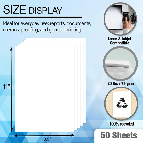Vista 2 de BAZIC Products Copia de papel en blanco y papel multiusos, papel de impresora a color blanco de 8.5 x 11 pulgadas para máquinas de inyección
