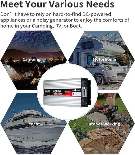 Vista 6 de Inversor de corriente de onda sinusoidal pura de 3000 W 4000 W 5000 W 6000 W8000 W convertidor de potencia 12 V 24 V 48 V 60 V CC a 110 V 120 V CA