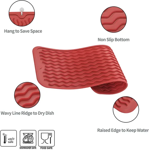 Vista 417 de MicoYang Alfombrilla de Silicona para Secar Platos de Múltiples Usos, Fácil de Limpiar, Ecológica, Alfombrilla de Silicona Resistente al Calor