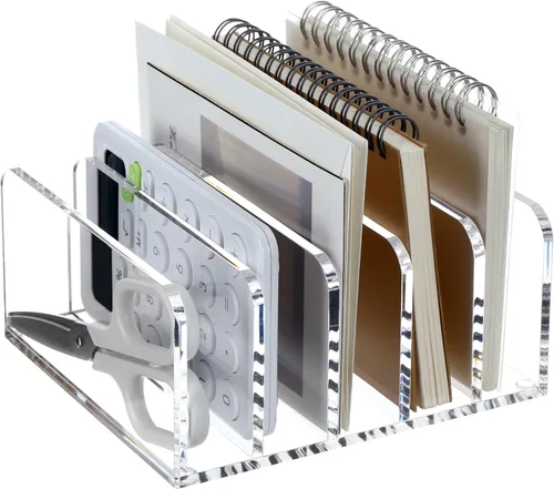 Vista 9 de SANRUI - Organizador de Archivos de Correo de Acrílico con Separadores para Escritorio, 3 Compartimentos Verticales en Forma de Escalera