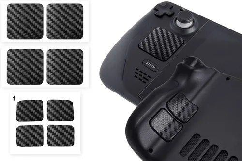 Protector táctil compatible con Steam Deck Touch Trackpad (protector de trackpads + protector de 4 teclas, carbón - negro)