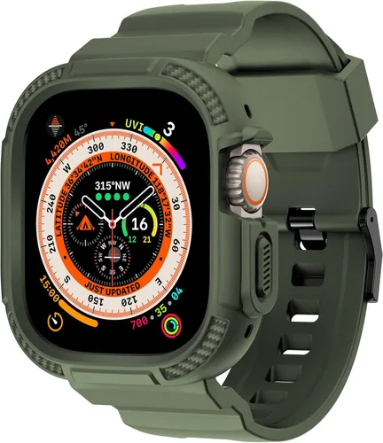 Vista 13 de OROBAY Correa resistente compatible con Apple Watch Band de 1.614 pulgadas, 1.575 pulgadas, 1.496 pulgadas con funda, correa a prueba de golpes