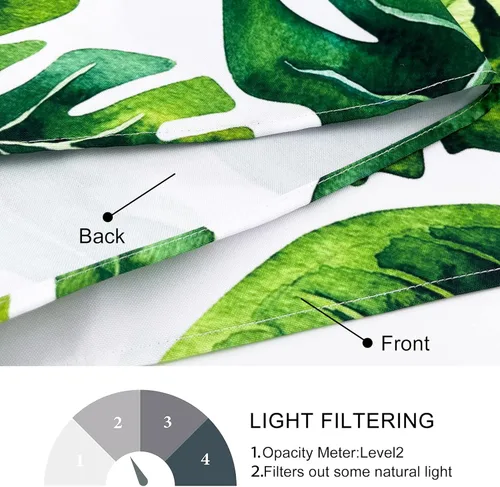 Vista 7 de Cenefas de cocina con hojas de Monstera verdes para ventanas, con bolsillo para cortinero de plantas tropicales, 52 x 18 pulgadas, cenefas