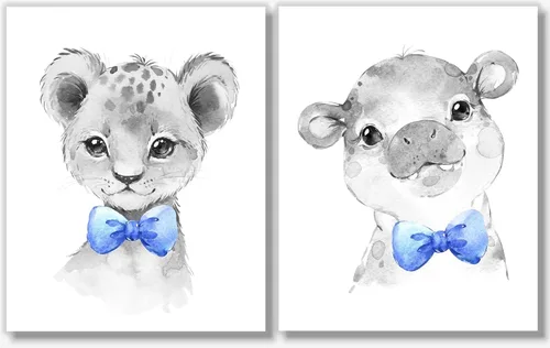 Vista 5 de Safari Animals Wall Art Prints - Boy Nursery Decor - Set of 4-8x10 - Unframed - Watercolor