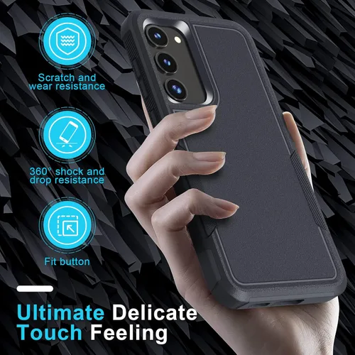 Vista 8 de RMOCR Funda para Samsung Galaxy S23+ Plus con 2 protectores de pantalla de vidrio templado y 2 protectores de lente de cámara, funda protectora a