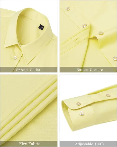 Vista 4 de J.VER Camisas de vestir para mujer, de manga larga, con botones, sin arrugas, blusa de trabajo sólida