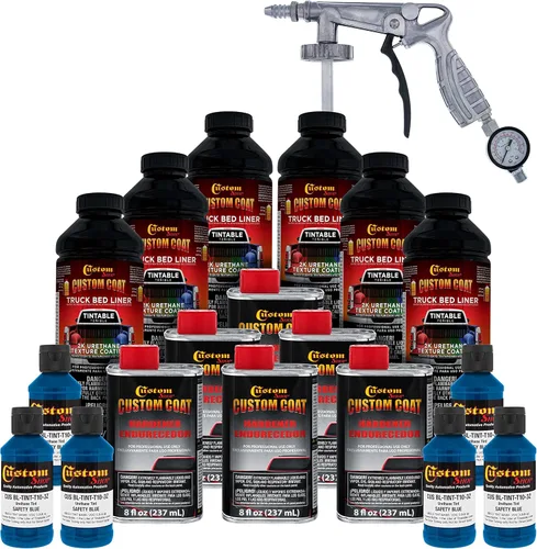 Vista 61 de Custom - Kit de revestimiento de uretano negro de 0.875 galones con pistola de aerosol con regulador