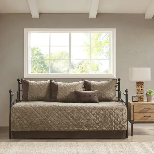 Vista 19 de Madison Park - Juego de fundas para cama de día - Diseño moderno, ropa de cama de lujo para todas las estaciones con faldón, fundas a juego