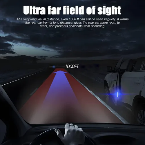 Vista 4 de 4 calcomanías reflectantes de advertencia de apertura para puerta de automóvil, calcomanías de aviso de seguridad automática con visibilidad