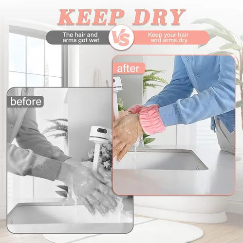 Vista 3 de Toallas de muñeca para mujeres para lavar la cara, banda de toalla de spa de microfibra, muñequeras absorbentes para lavar la cara, muñequeras