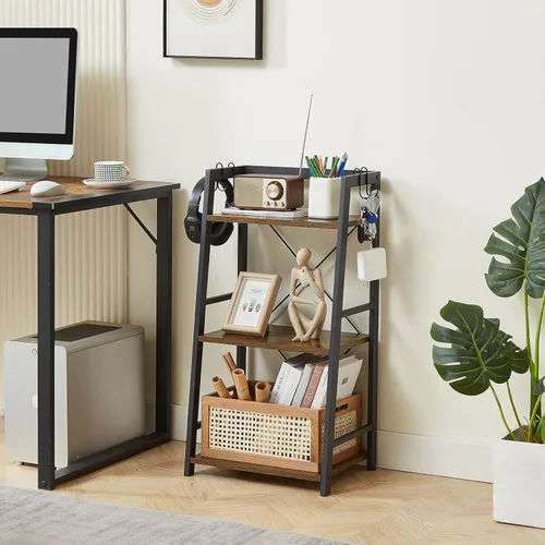 Vista 2 de Estante de escalera de baño de 3 niveles, estante de torre de pie, torre independiente para sala de estar, hogar y oficina