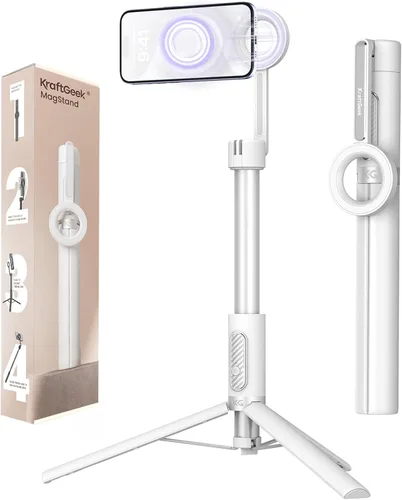 Vista 7 de KraftGeek Trípode magnético para teléfono con MagSafe para iPhone, trípode de 64 pulgadas con soporte para selfie y grabación de video, vlogging