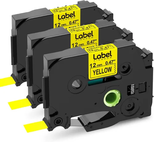 Vista 17 de Cinta para etiquetar de 0.7 pulgadas de 0.7 pulgadas compatible con Brother P Touch TZe-241 laminada negra sobre transparente/blanco/amarillo TZ